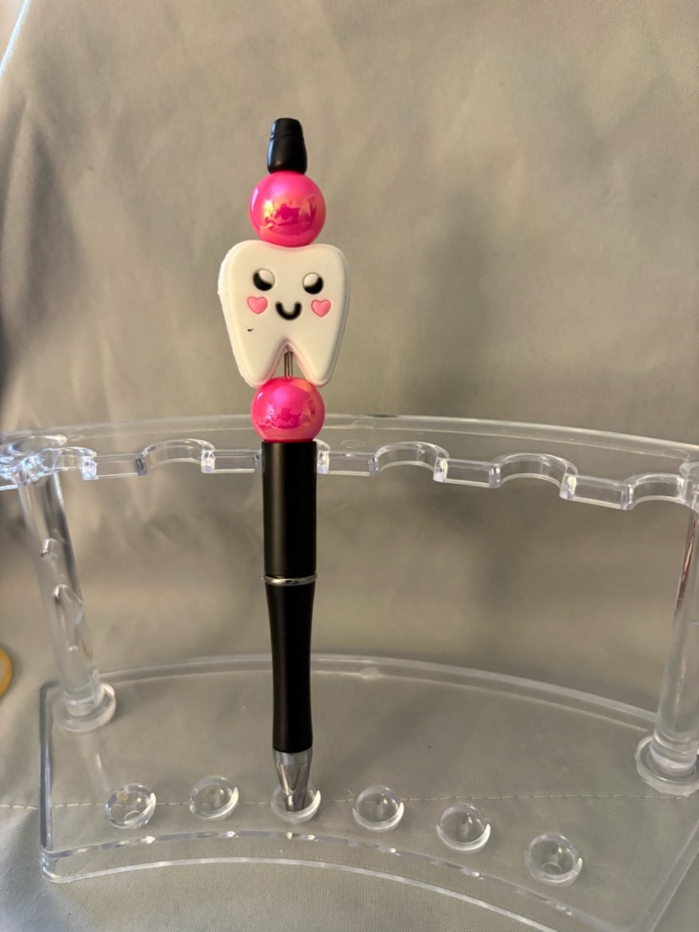 Pink Tooth Charm Black Ballpoint Pen - Cute Dental Design